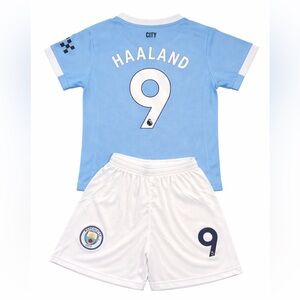 Erling Haaland Kids Soccer Jersey Set 2 Jersey & Shorts Man City Football